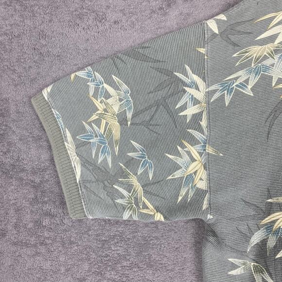 Tommy Bahama Polo Shirt Mens Large Gray Bamboo Leaf Hawaiian Tropical Cotton - Picture 8 of 15